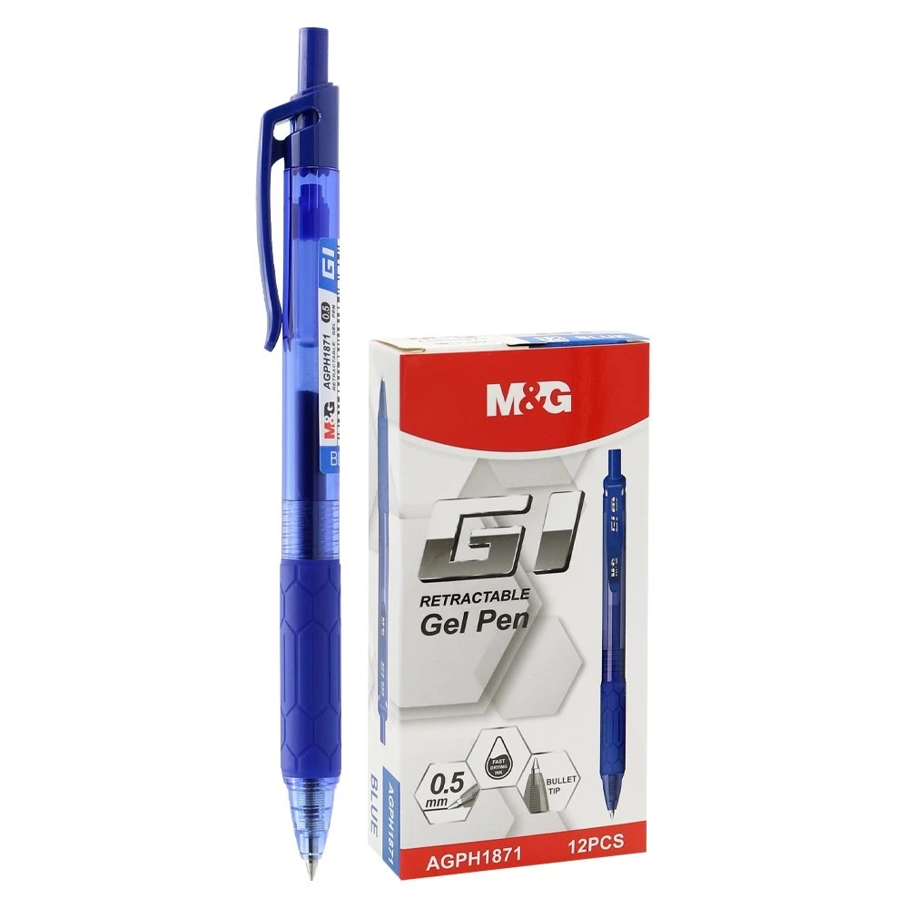 Pulpen / Ballpen Gel Pen M&G Retractable G1 0.5mm AGPH1871 Black Blue Red